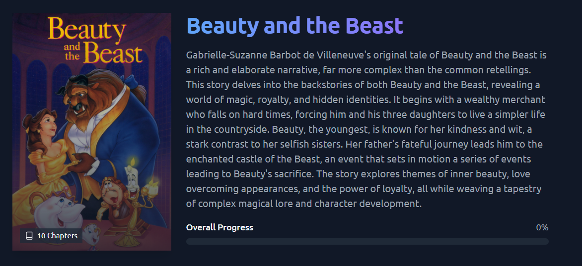 Active typing screen featuring a literary story lesson
