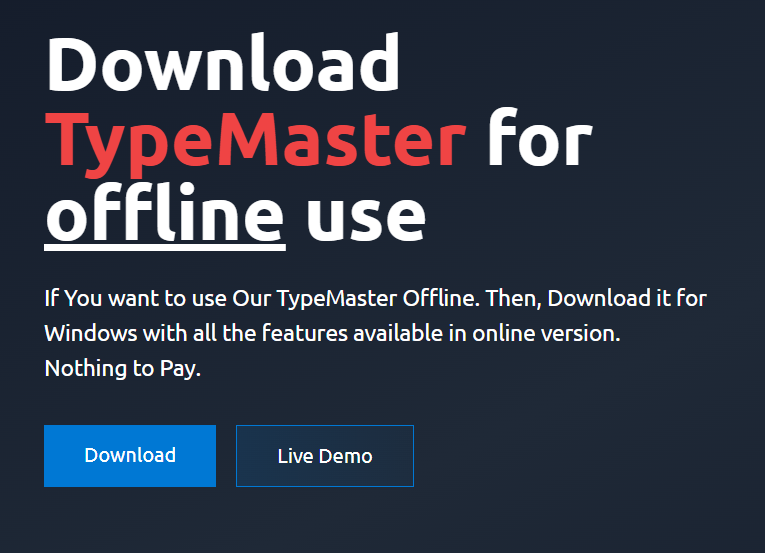 Interface for downloading the TypeMaster desktop application